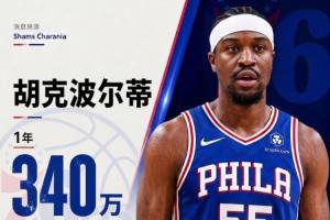 我也是冠军中锋!Shams报道:胡克波尔蒂以340万年薪加盟76人