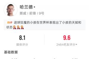 世界杯首战独中两元！哈兰德表现抢眼：射门5次4中2球，触球20次错失2球