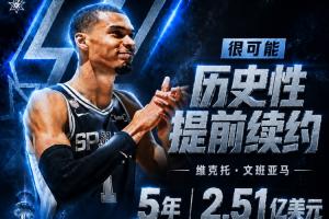 最高5年3.01亿——刺记：文班很可能以5年2.51亿提前续约，含球员选项
