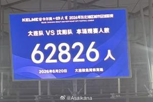 东北超大连与沈阳观赛人数达62826人，刷新业余联赛苏超62329人记录