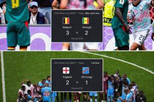 英格兰激战民主刚果1-2逆转，比利时3-2险胜塞内加尔